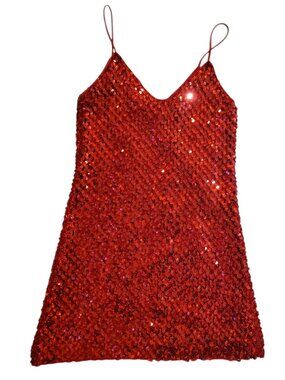 A.J. Bari Vintage Red Sequin Holiday Dress Cami Slip Cocktail Mini XS